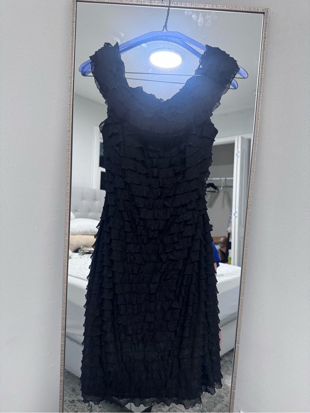 White House Black Market Black Ruffled Midi Dress
